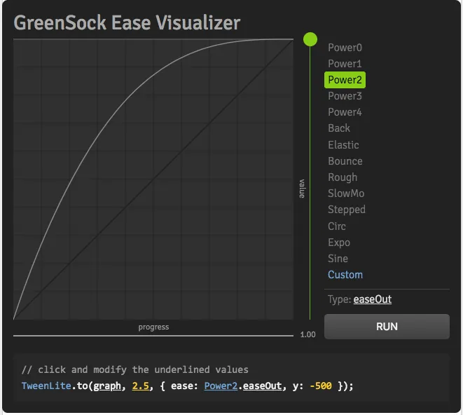 GreenSock 官網的 GSAP 說明文件畫面