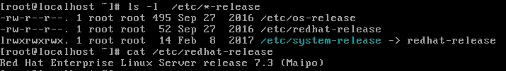 ls -l /etc/*-release 與 cat /etc/redhat-release 的輸出