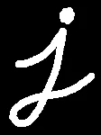 原始二值化字母 j 影像，作為形態學操作範例