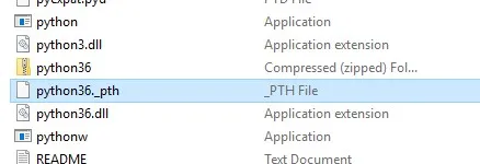 python39._pth 與 python.exe 放在同一目錄的檔案總管截圖