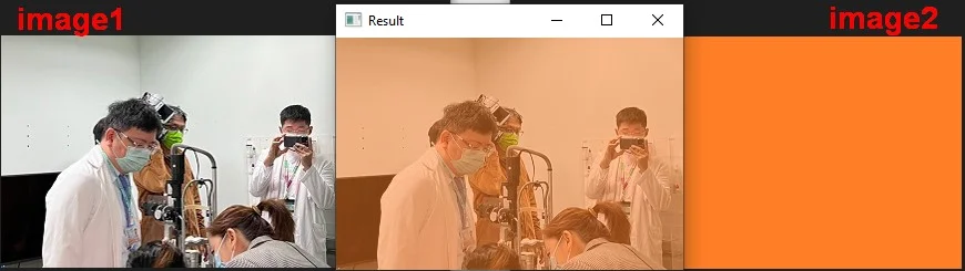 OpenCV addWeighted 圖像融合結果截圖