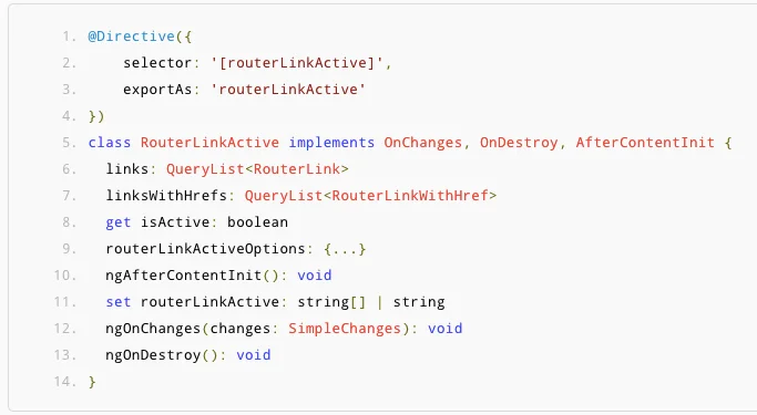 Angular RouterLinkActive API 文件截圖