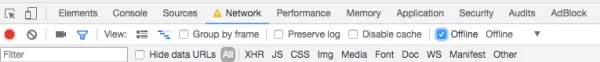Chrome DevTools 中的離線狀態勾選選項