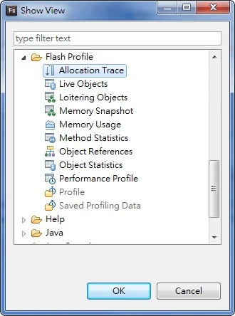 從 Show View 開啟其他 Flash Profile 視窗