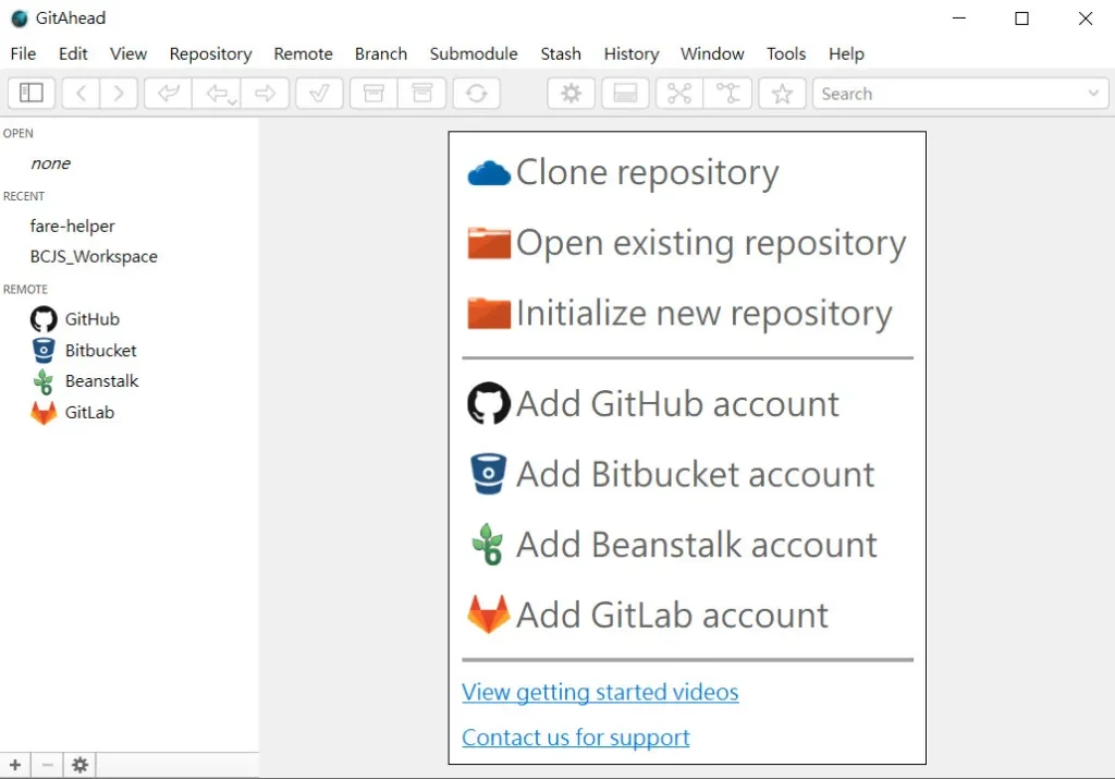 GitAhead 首頁可以新增 GitHub 帳號