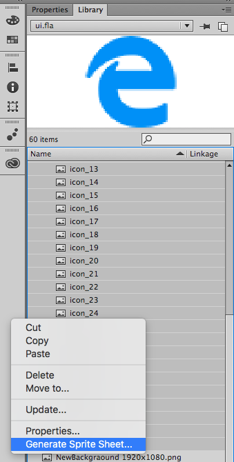 Adobe Animate 選取多個元件匯出圖片集