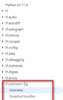 TensorFlow Estimator API 棄用標籤截圖